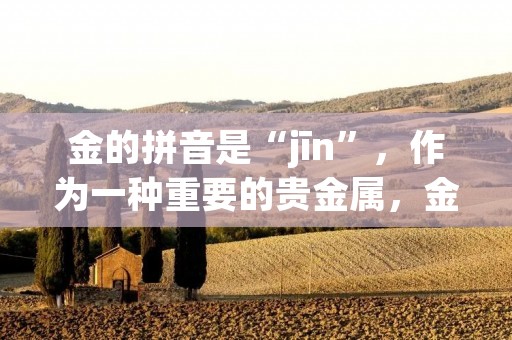 金的拼音是“jīn”,作为一种重要的贵金属,金在人类历史上一直扮演着重要的角色。在古代,人们将金视为至高无上的象征,不仅用于装饰、礼品和货币,还被用于制作各种器具和工艺品。随着时间的推移,金的价值越来越高,成为了现代经济中不可或缺的一部分。 金的拼音是“jīn”,作为一种重要的贵金属,金在人类历史上一直扮演着重要的角色。在古代,人们将金视为至高无上的象征,不仅用于装饰、礼品和货币,还被用于制作各种器具和工艺品。随着时间的推移,金的价值越来越高,成为了现代经济中不可或缺的一部分。