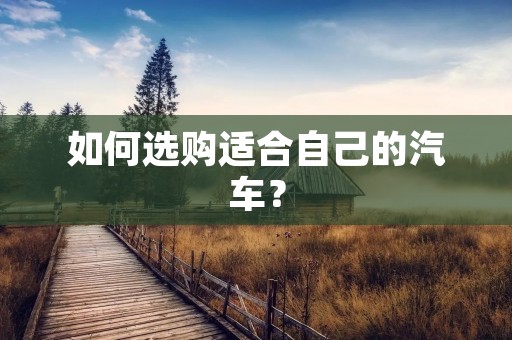 如何选购适合自己的汽车? 如何选购适合自己的汽车?