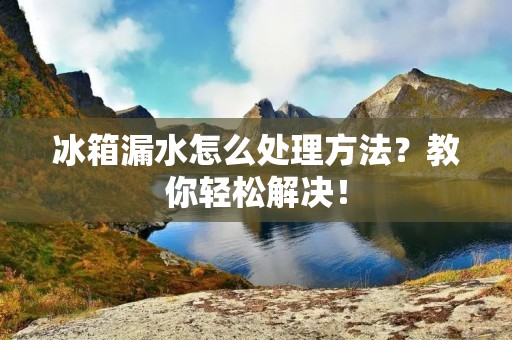 冰箱漏水怎么处理方法？教你轻松解决！
