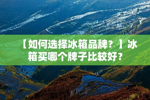 【如何选择冰箱品牌？】冰箱买哪个牌子比较好？