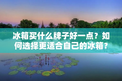 冰箱买什么牌子好一点？如何选择更适合自己的冰箱？