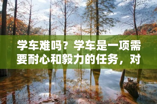 学车难吗?学车是一项需要耐心和毅力的任务,对于初学者来说,学车可能会感到困难,但是只要有一定的信心和决心,学车并不难。下面我们来详细探讨一下学车的难点。 学车难吗?学车是一项需要耐心和毅力的任务,对于初学者来说,学车可能会感到困难,但是只要有一定的信心和决心,学车并不难。下面我们来详细探讨一下学车的难点。