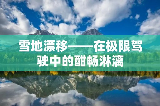 雪地漂移——在极限驾驶中的酣畅淋漓 雪地漂移——在极限驾驶中的酣畅淋漓