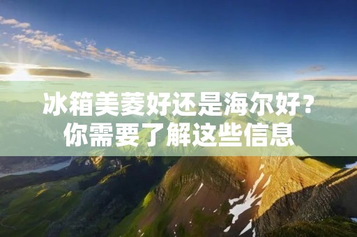 冰箱美菱好还是海尔好？你需要了解这些信息