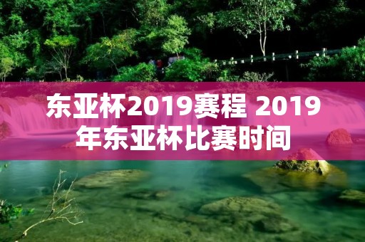 东亚杯2019赛程 2019年东亚杯比赛时间