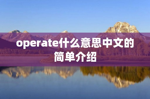 operate什么意思中文的简单介绍