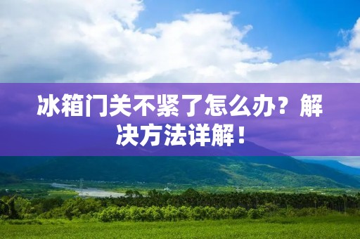 冰箱门关不紧了怎么办?解决方法详解! 冰箱门关不紧了怎么办?解决方法详解!