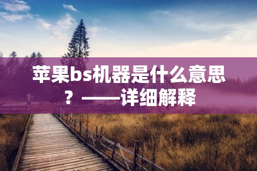 苹果bs机器是什么意思？——详细解释