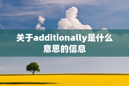 关于additionally是什么意思的信息