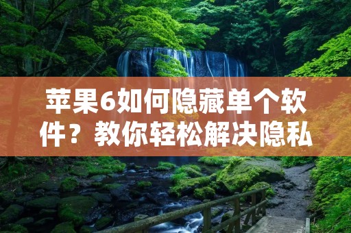 苹果6如何隐藏单个软件？教你轻松解决隐私问题