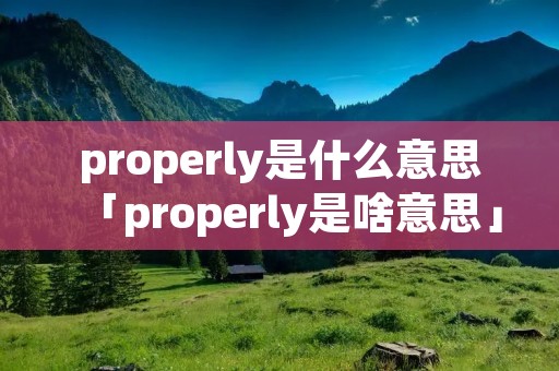 properly是什么意思「properly是啥意思」 properly是什么意思「properly是啥意思」
