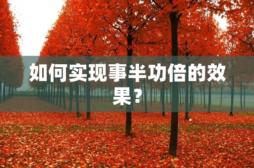 如何实现事半功倍的效果？