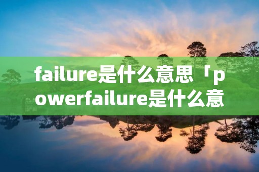 failure是什么意思「powerfailure是什么意思」