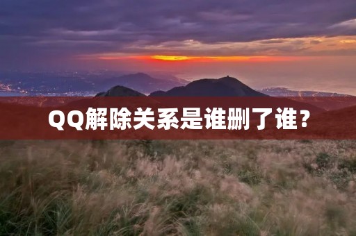QQ解除关系是谁删了谁?