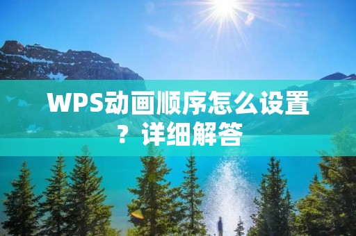 WPS动画顺序怎么设置?详细解答