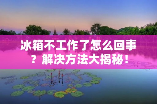 冰箱不工作了怎么回事?解决方法大揭秘! 冰箱不工作了怎么回事?解决方法大揭秘!