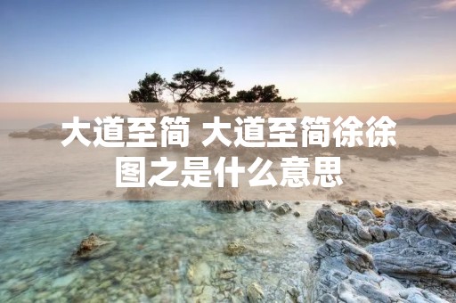 大道至简 大道至简徐徐图之是什么意思