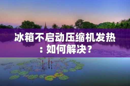 冰箱不启动压缩机发热: 如何解决? 冰箱不启动压缩机发热: 如何解决?