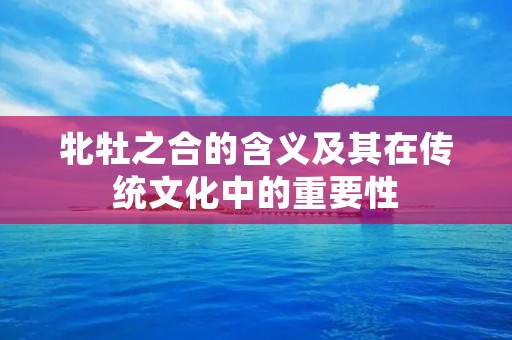 牝牡之合的含义及其在传统文化中的重要性