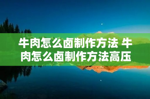 牛肉怎么卤制作方法 牛肉怎么卤制作方法高压锅