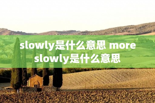 slowly是什么意思 moreslowly是什么意思