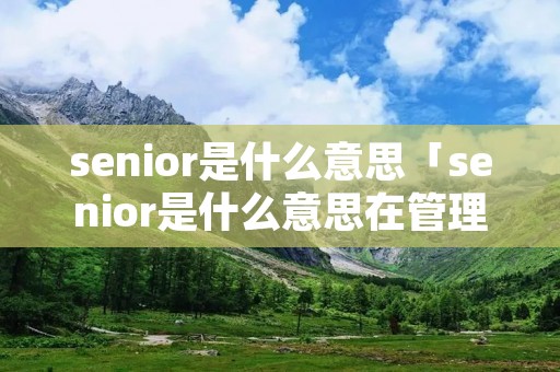 senior是什么意思「senior是什么意思在管理学中」