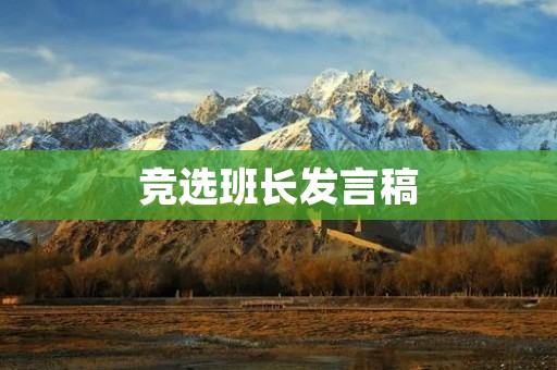 竞选班长发言稿