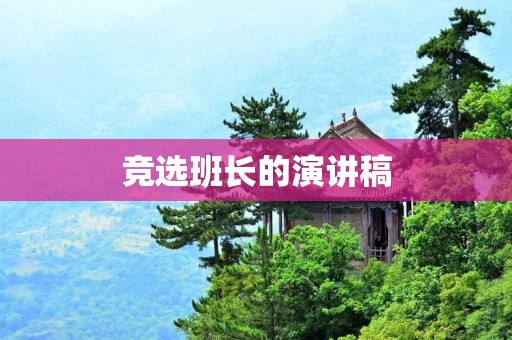 竞选班长的演讲稿