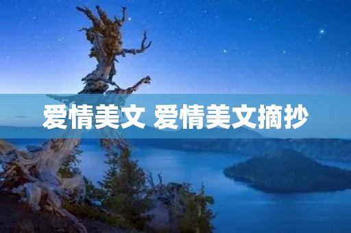 爱情美文 爱情美文摘抄