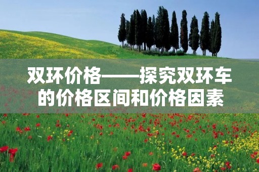 双环价格——探究双环车的价格区间和价格因素 双环价格——探究双环车的价格区间和价格因素