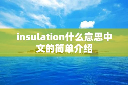 insulation什么意思中文的简单介绍
