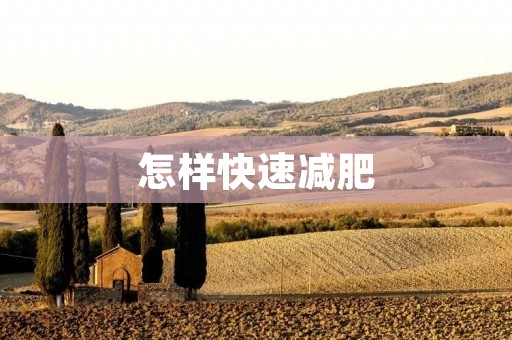 怎样快速减肥：600字详解