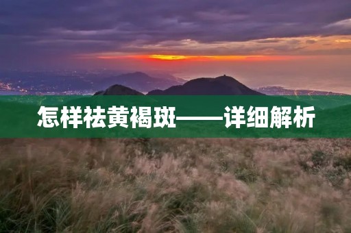 怎样祛黄褐斑——详细解析 怎样祛黄褐斑——详细解析