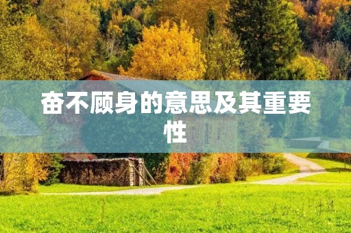 奋不顾身的意思及其重要性