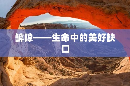 罅隙——生命中的美好缺口