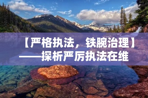 【严格执法,铁腕治理】——探析严厉执法在维护社会稳定中的作用