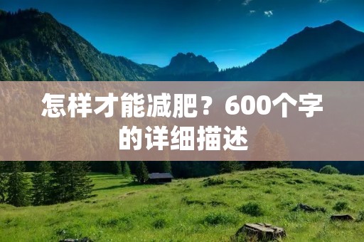 怎样才能减肥？600个字的详细描述