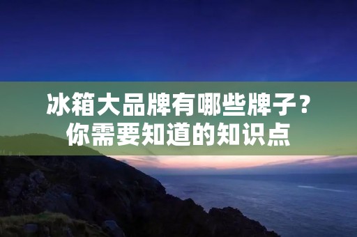 冰箱大品牌有哪些牌子？你需要知道的知识点