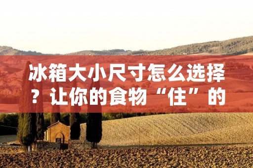 冰箱大小尺寸怎么选择？让你的食物“住”的舒适空间