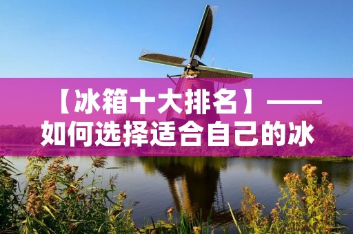 【冰箱十大排名】——如何选择适合自己的冰箱？