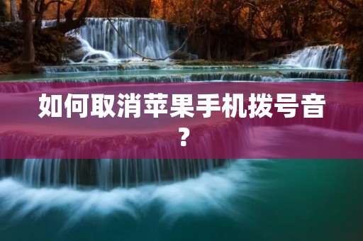 如何取消苹果手机拨号音?