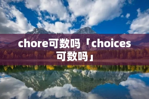 chore可数吗「choices可数吗」