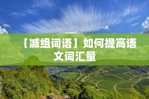 【减组词语】如何提高语文词汇量