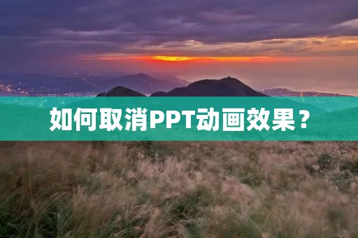 如何取消PPT动画效果?