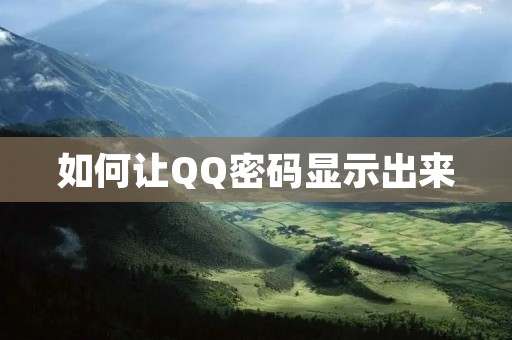 如何让QQ密码显示出来