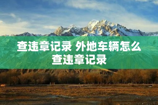 查违章记录 外地车辆怎么查违章记录