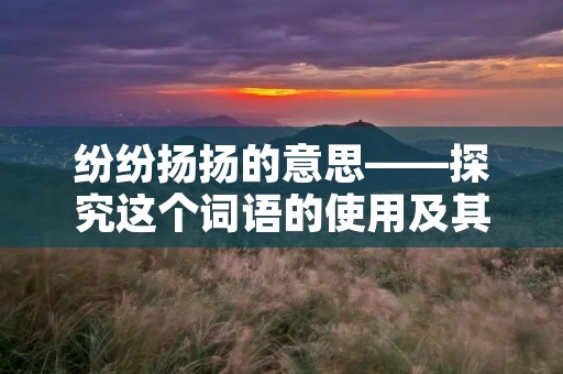 纷纷扬扬的意思——探究这个词语的使用及其背后的文化内涵