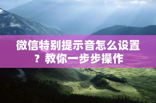 微信特别提示音怎么设置?教你一步步操作