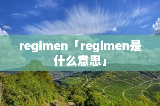 regimen「regimen是什么意思」