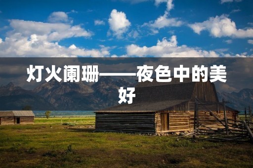 灯火阑珊——夜色中的美好 灯火阑珊——夜色中的美好